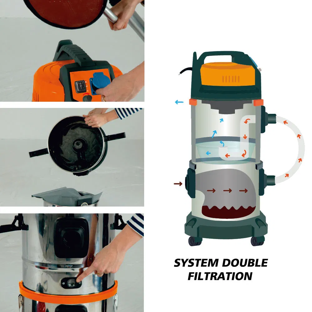 Suction Cyclone Motor Wet and Dry Vacuum Cleaner Water Filter Vacuum Cleaner for Decoration Site 38L
