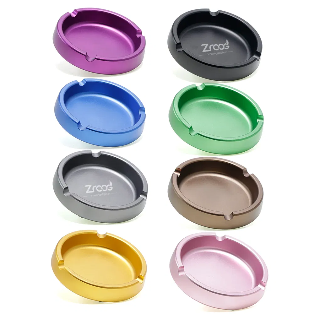 Round Aluminum Alloy Ashtray Custom Logo Metal Ash Tray for Cigarette Smoking Accessories