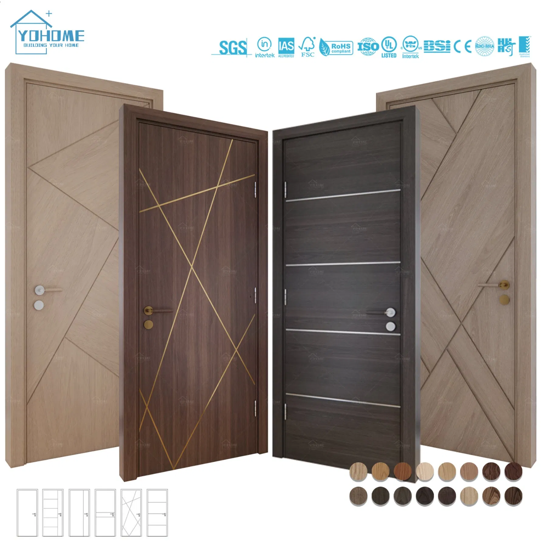 China Top Supplier Wholesale Internal Door High Grade Solid Wood Doors with Frame MDF Interior Wooden Doors