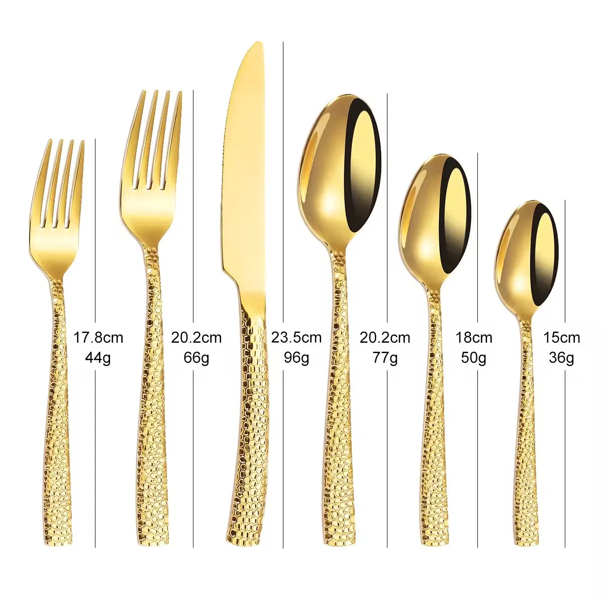 Gold Hammered Stainless Steel Flatware Set Restaurant Table Knife Spoon Fork Luxury Wedding Cutlery Sets