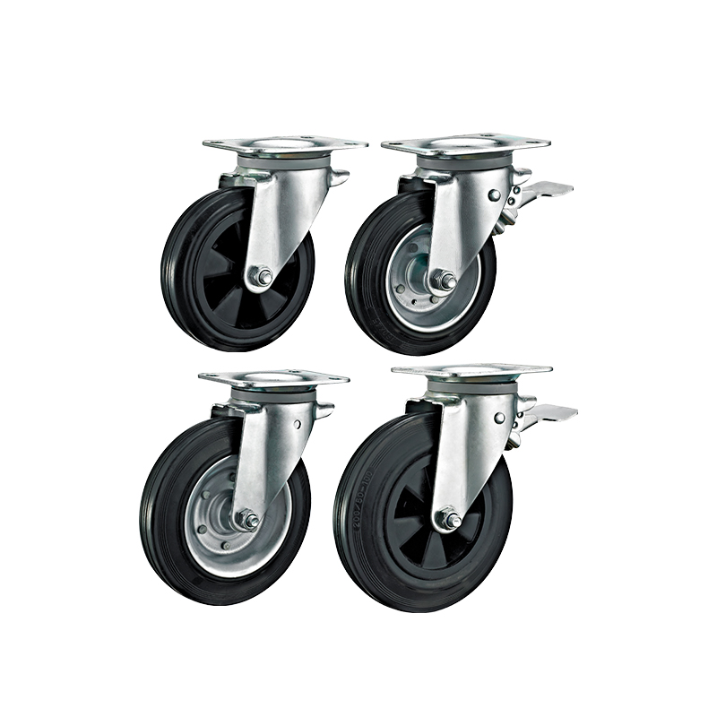 6"8" Industrial Outdoor Trash Can Casters Trash Bin Rubber Wheel Castor