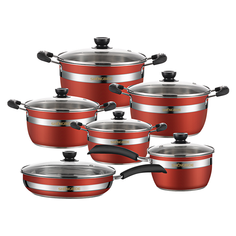 Intensification Stainless Steel Pot Set of 12 Pieces Kitchenware Cookware