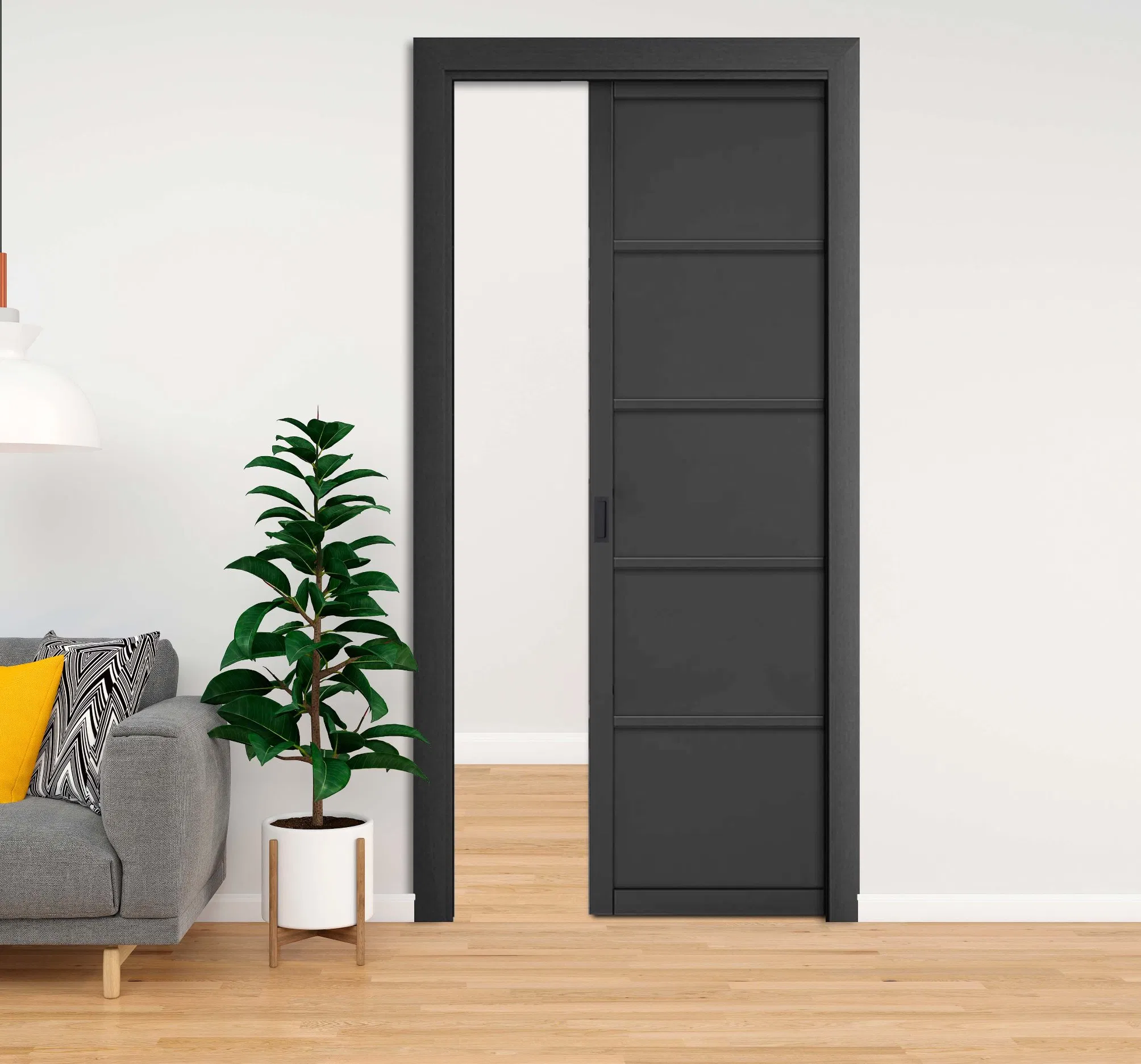 Modern Interior Design Indoor Pocket Hidden Wooden Sliding Door for Bedroom, Bathroom and Office