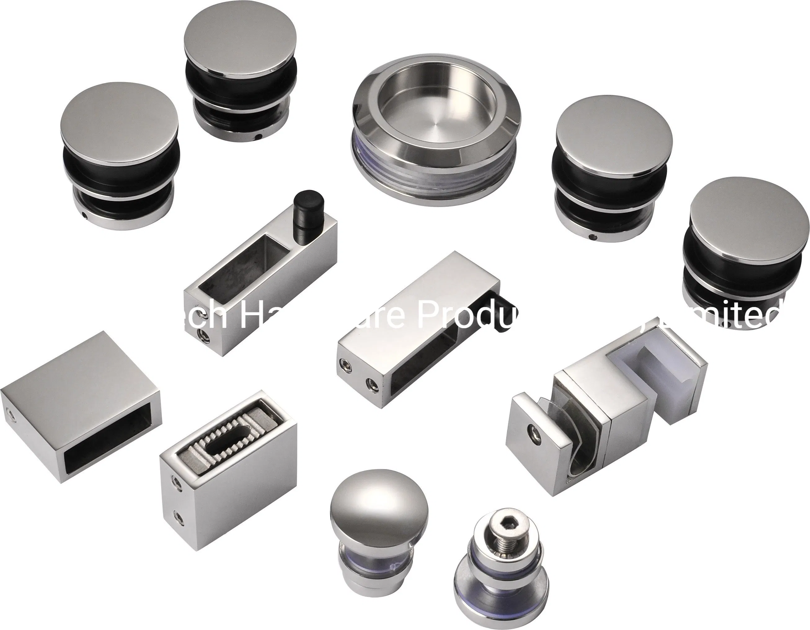 Stainless Steel Golden/Black Glass Shower Sliding Door Roller and Glass Clamp Fitting