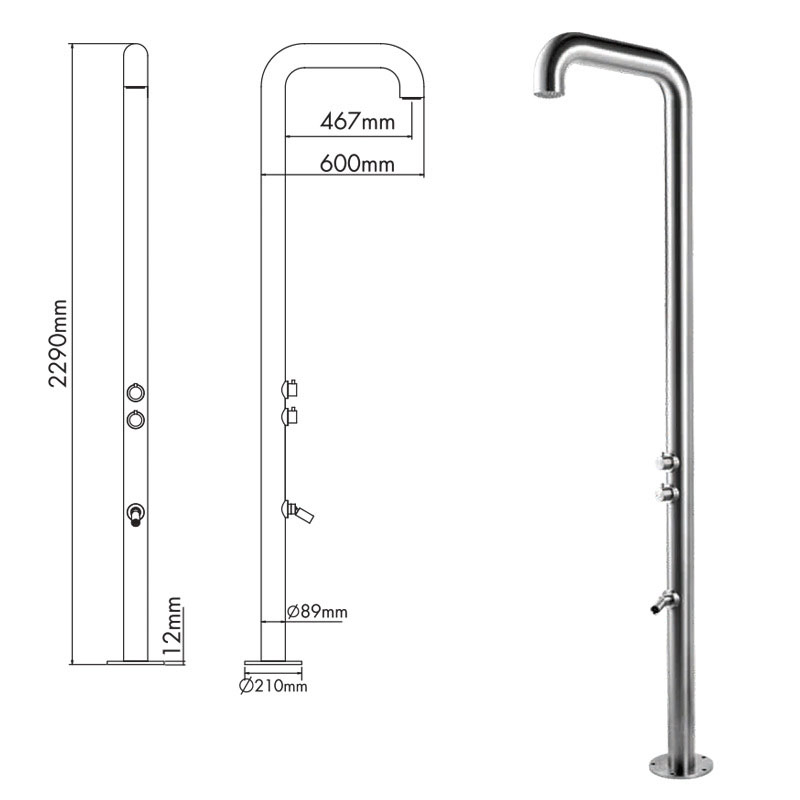 Outside Shower Kit for Backyard Garden Pool Beach Freestanding Outdoor Shower
