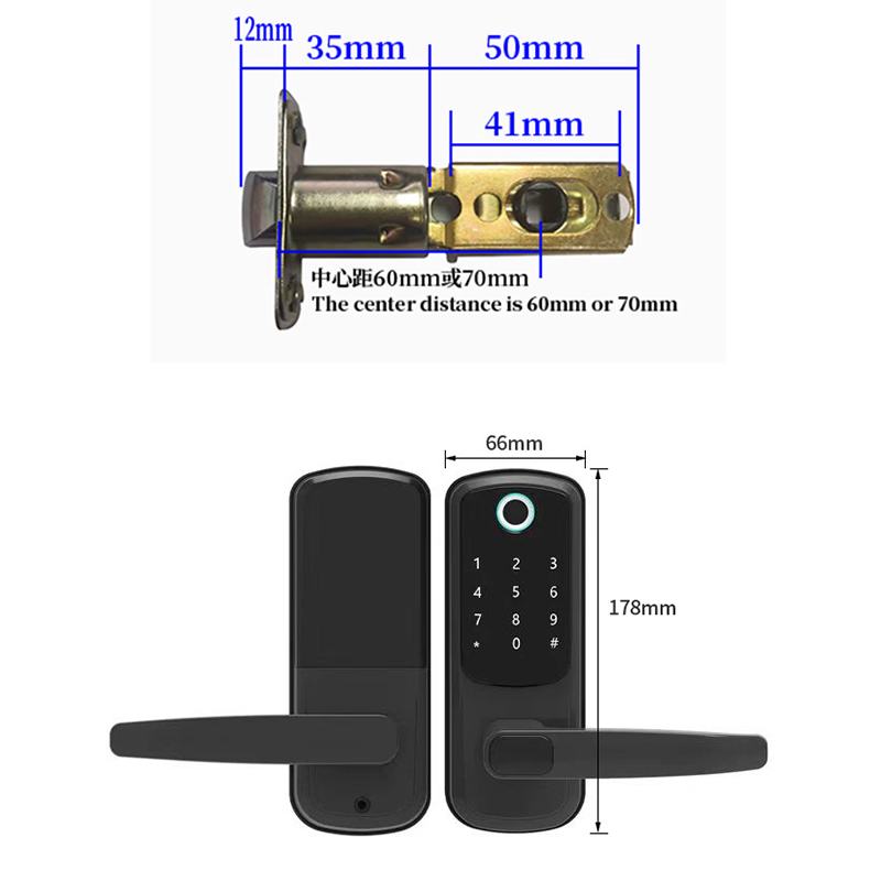 Fingerprint Sliding Handle Keyless Digital Smart Door Lock Door Password Smart Lock