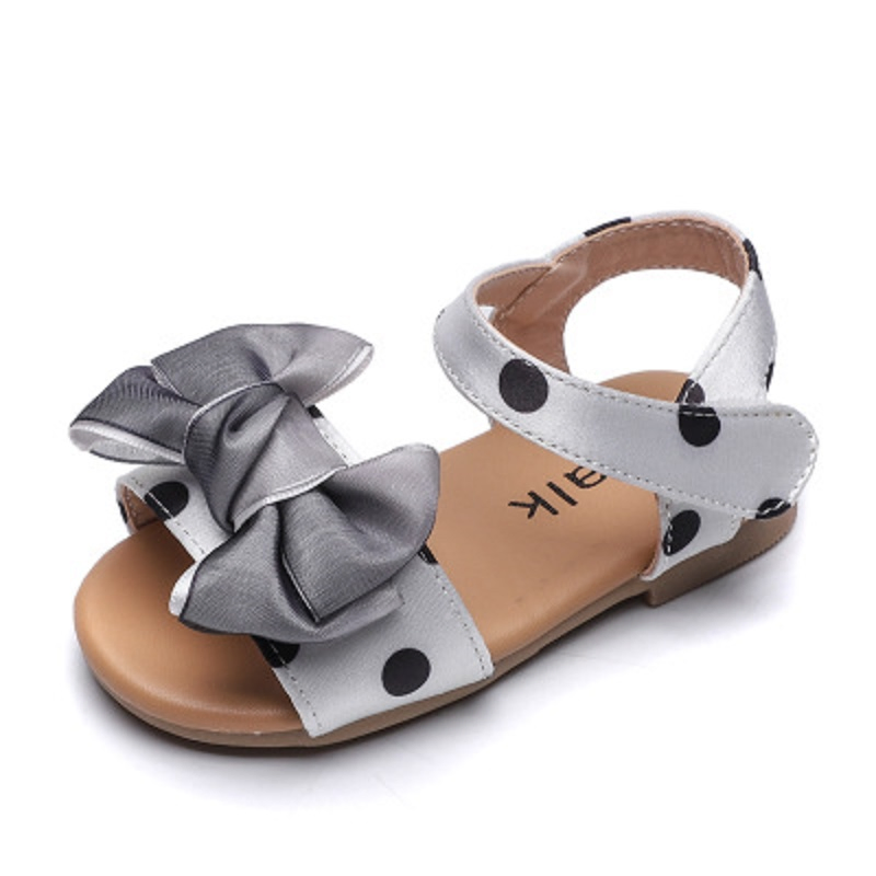 Baby Girls Sandals Polka DOT with Bow Toddles Kids Princess Sandals Casual Open Toe Flat Sandals Esg14182