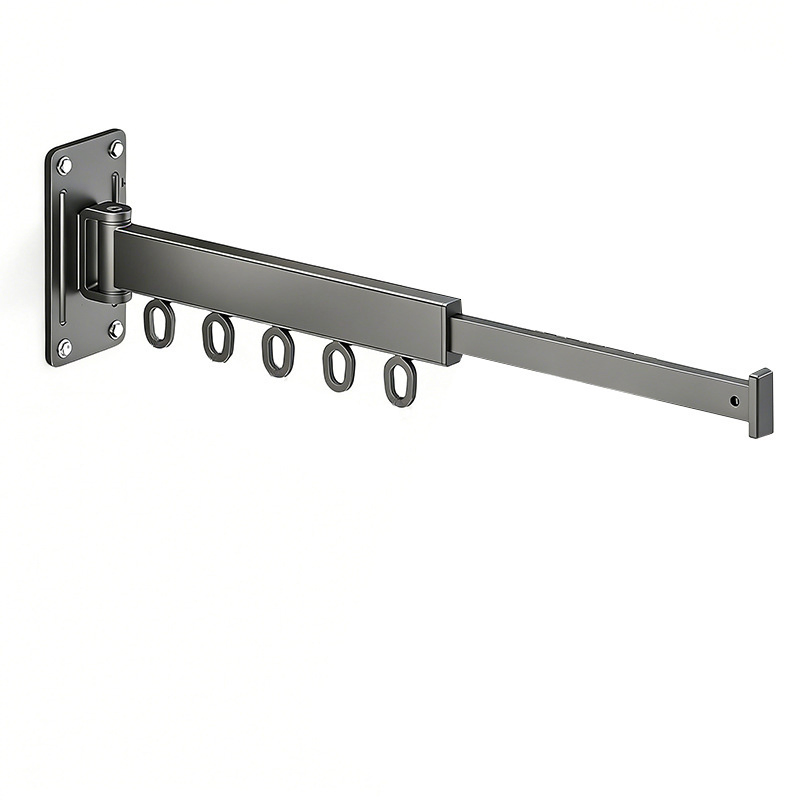 New Foldable Hole-Free Wall-Mounted Aluminum Retractable Extendable Clothes Drying Rack
