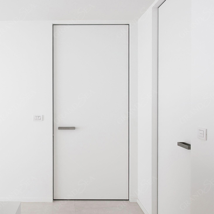 European Design Office Modern Concealed Invisible Aluminum Frame Wood Interior Room Hidden Secret Door