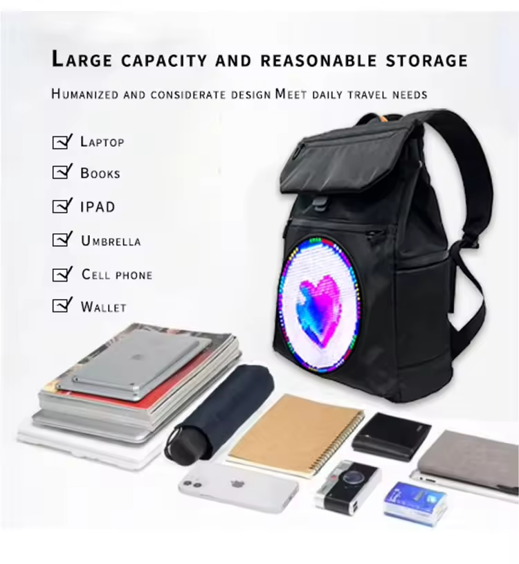 Hot Sale Digital Scrolling Display Backpack Unisex Canvas LED Backpack