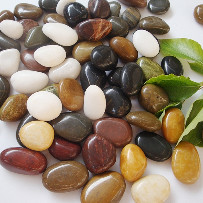 Natural Stone Pebbles Mix Color High-Polish for Garden Fish Tank Decorations