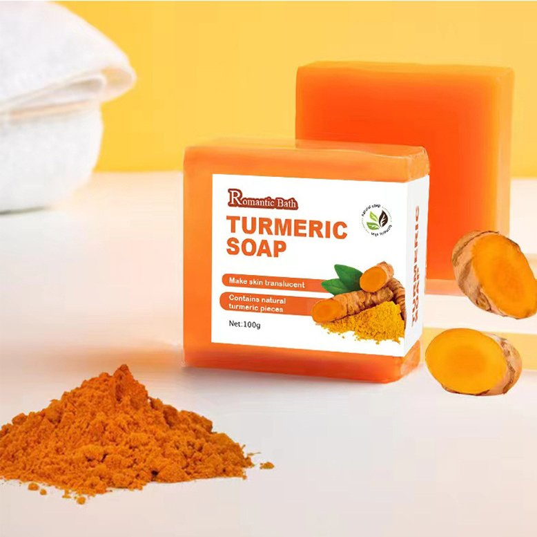 Online Wholesale and Retail Essential Oil Soap Turmeric Cleansing Bath Soap Body Moisturizing Improving Dryness Turmeric Soap