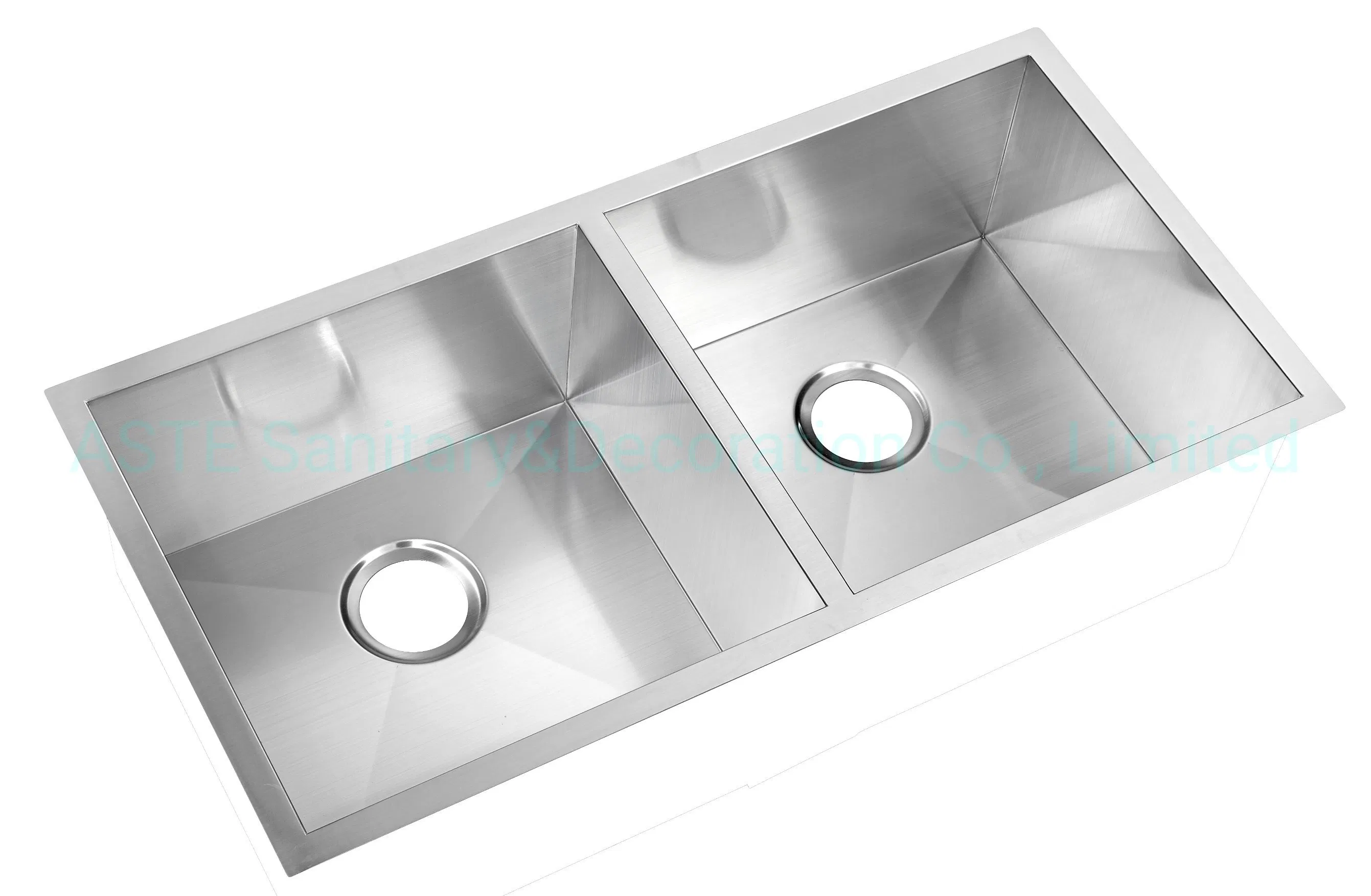 90× 45× 25/25cm Hot Sale Asia&Pacific Region Handmade Double Bowl Cabinet Accessories Countertop Under Mount Stainless Steel Kitchen Sink Hfed9045A