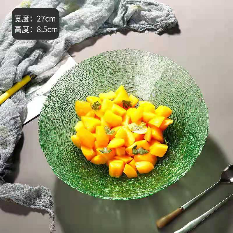 Unique Design Clear Crystal Color Salad Plate Luxurious Fruit Glass Plate