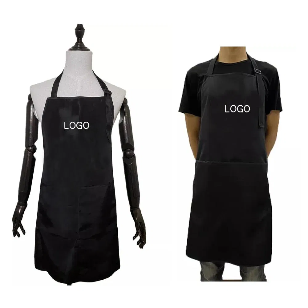 Custom Logo Printed Polyester Salon Barber Hairdressing Wholesale Waterproof Cutting Black Apron