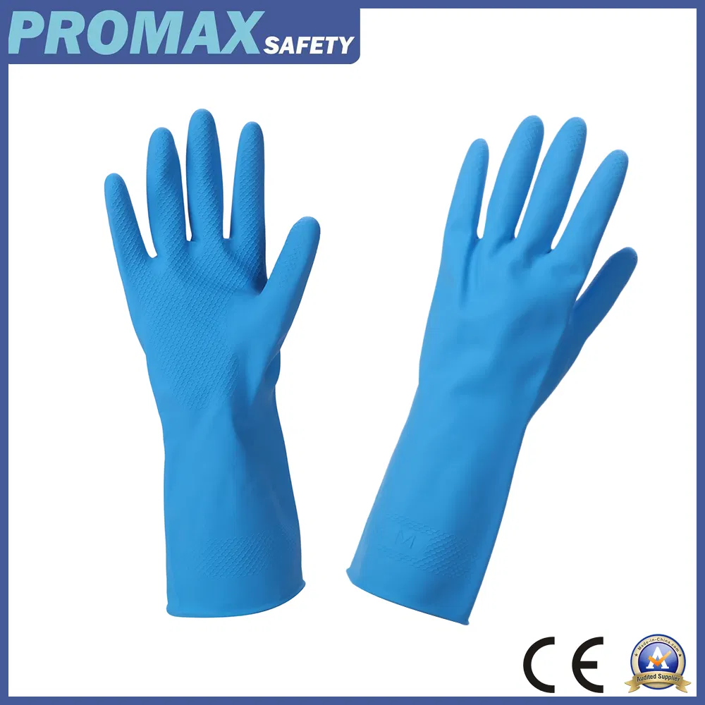 Thickened Latex Gloves Household Cleaning Beauty Salon Waterproof Gloves High Quality Food Grade 9 Inch Blue Durable Gardening