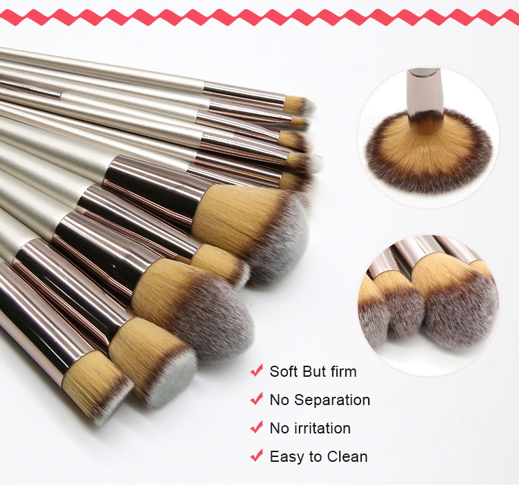2021 Professional 14PCS Light Gold Color Makeup Brushes Set Private Label Foundation Set