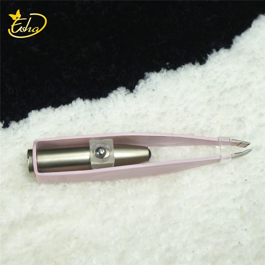 Light Facial Hair Removal Eyebrow Makeup Tool Stainless Steel LED Tweezers