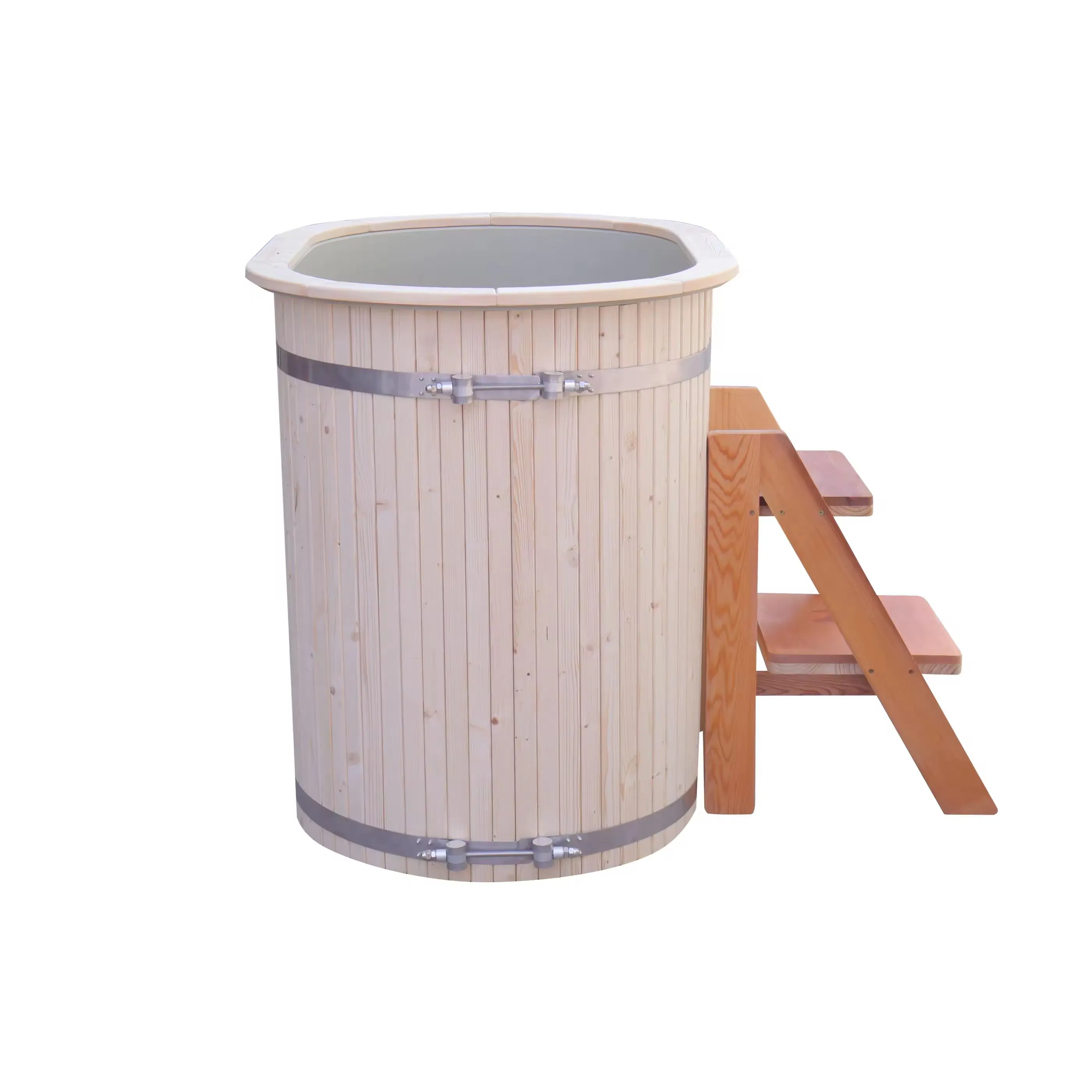Premium Wooden Outdoor Ice Bath Tub with Stainless Steel Liner