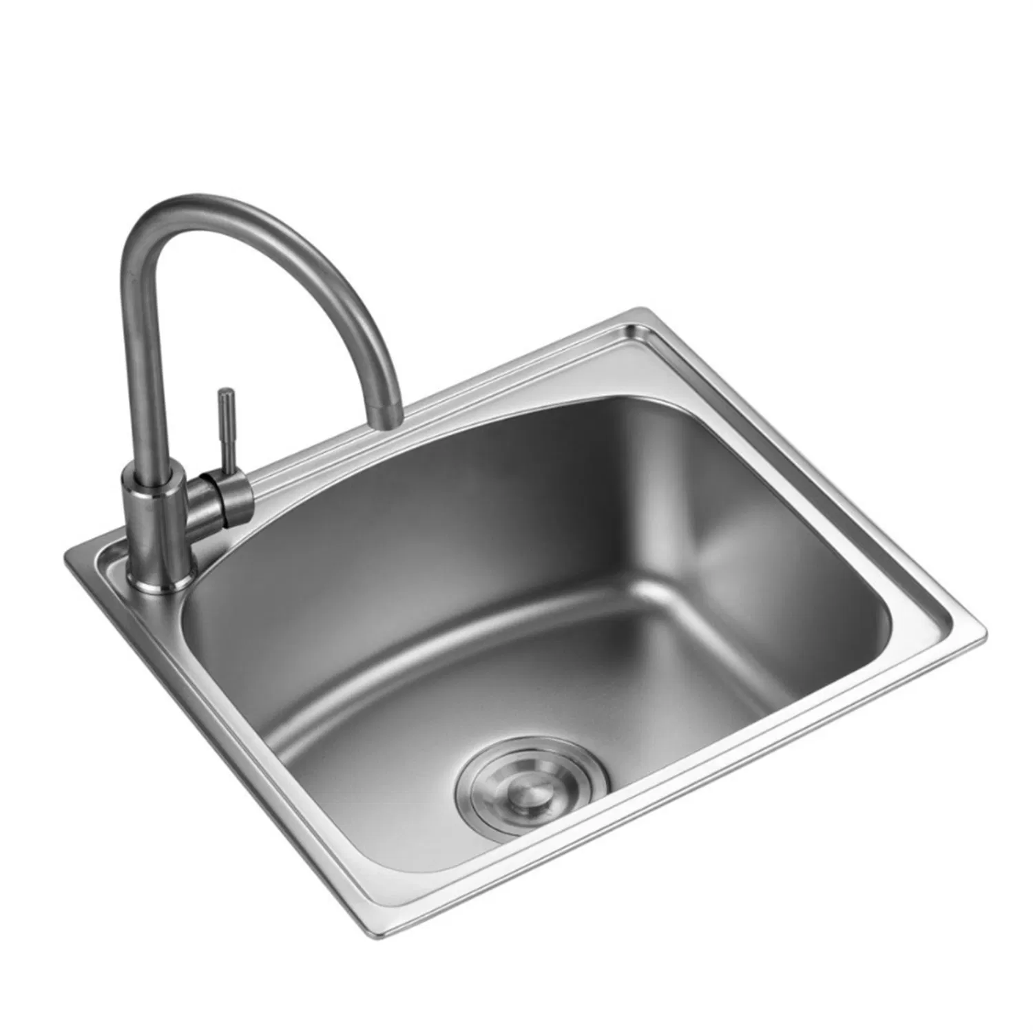 Hot Sale Hand Made Stainless Steel 201 304 Kitchen Sink Single Basin