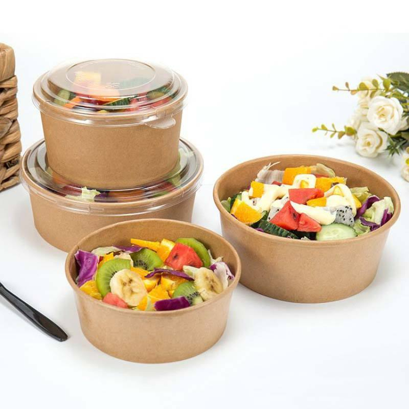 Factory Kraft Paper Bowl Soup Cup Disposable Paper Salad Bowl Take Away Craft Paper Bowls