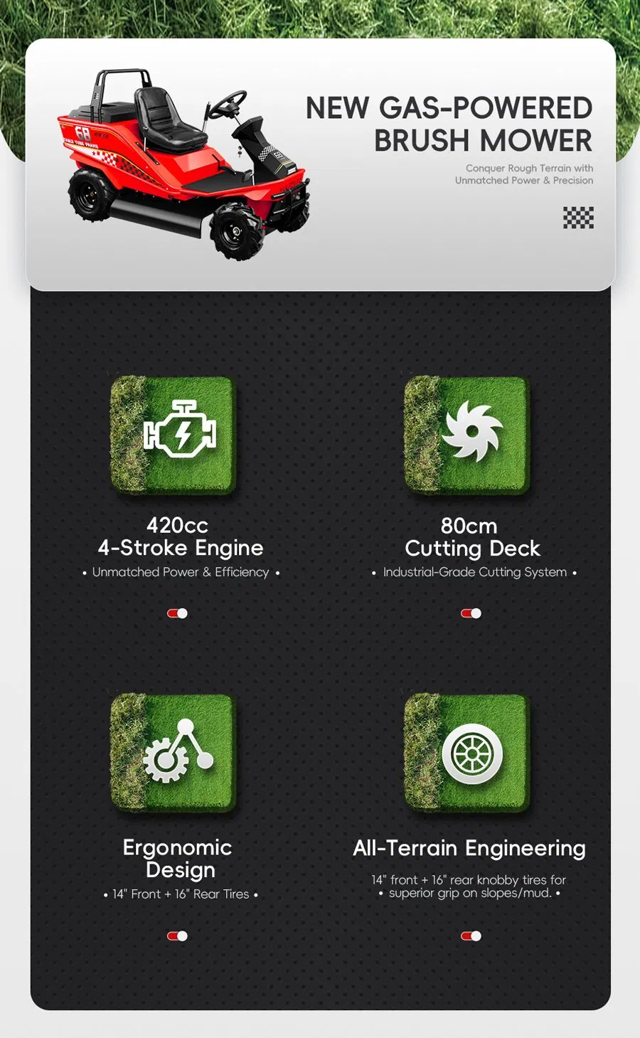 Ride-on Mower with 15HP Engine