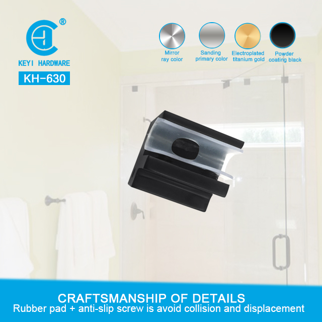 Keyi Metal Kh-630 90 Degree Pipe Fixing Clip Glass Holder Bracket Matte Black Shower Glass Door Tube Connector