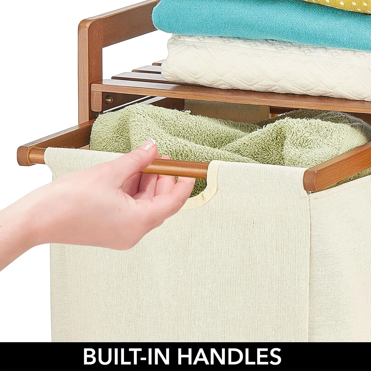 Bamboo Household Bedroom Bathroom Double Drawer Laundry Basket