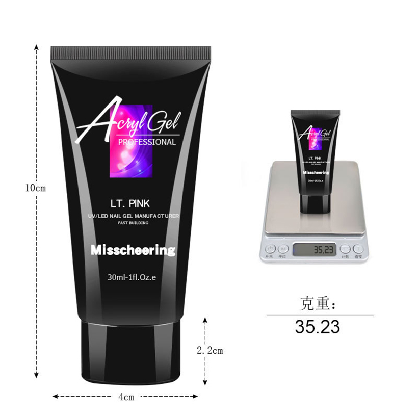 9 Colors Private Label Non Toxic UV Poly Nail Gel 30g Tube Professional Clear Poly Acryl Gel