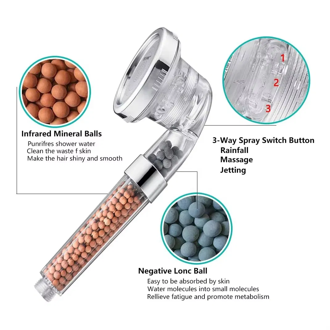 Hot 3 Features to Remove Bacteria Hand-Held High Pressure Shower Head