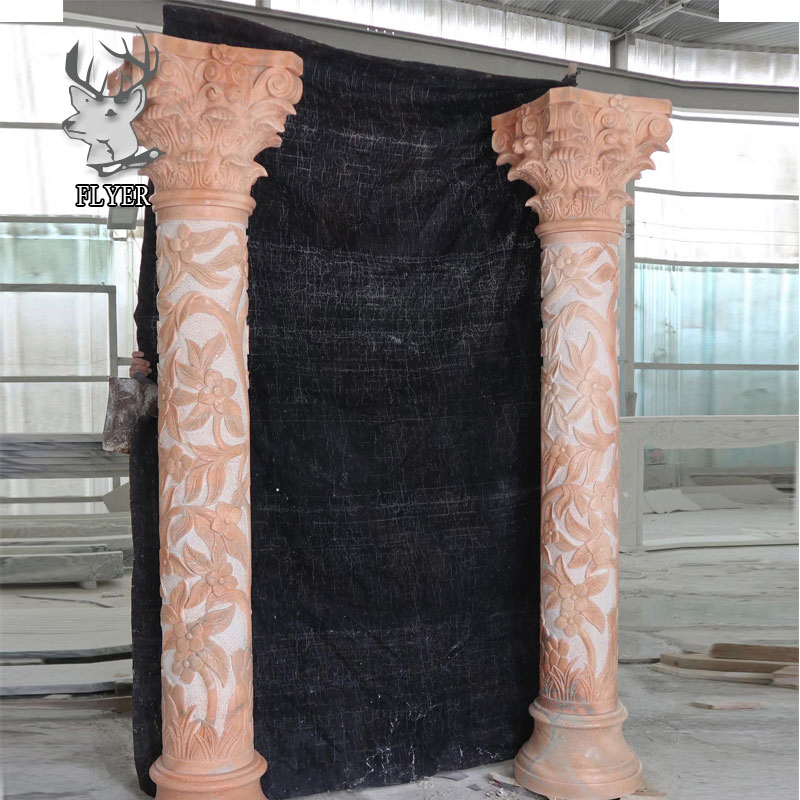 Mixed Color Marble Roman Columns Stone Carving House Pillars for Building Construction