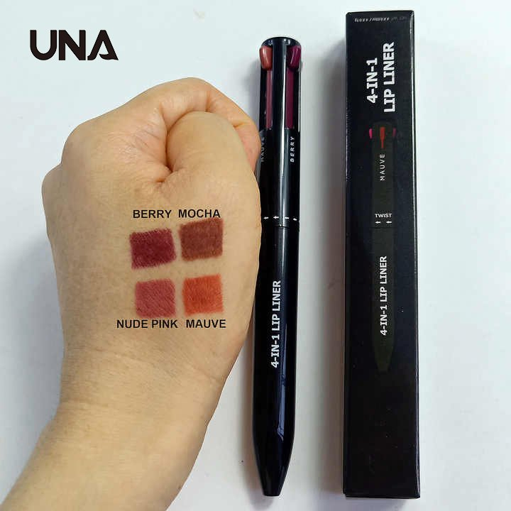Private Label Customize Long Lasting Lip Liner 4 Refills 4 Colors Lipliner Pencil 4in1 Makeup Pen