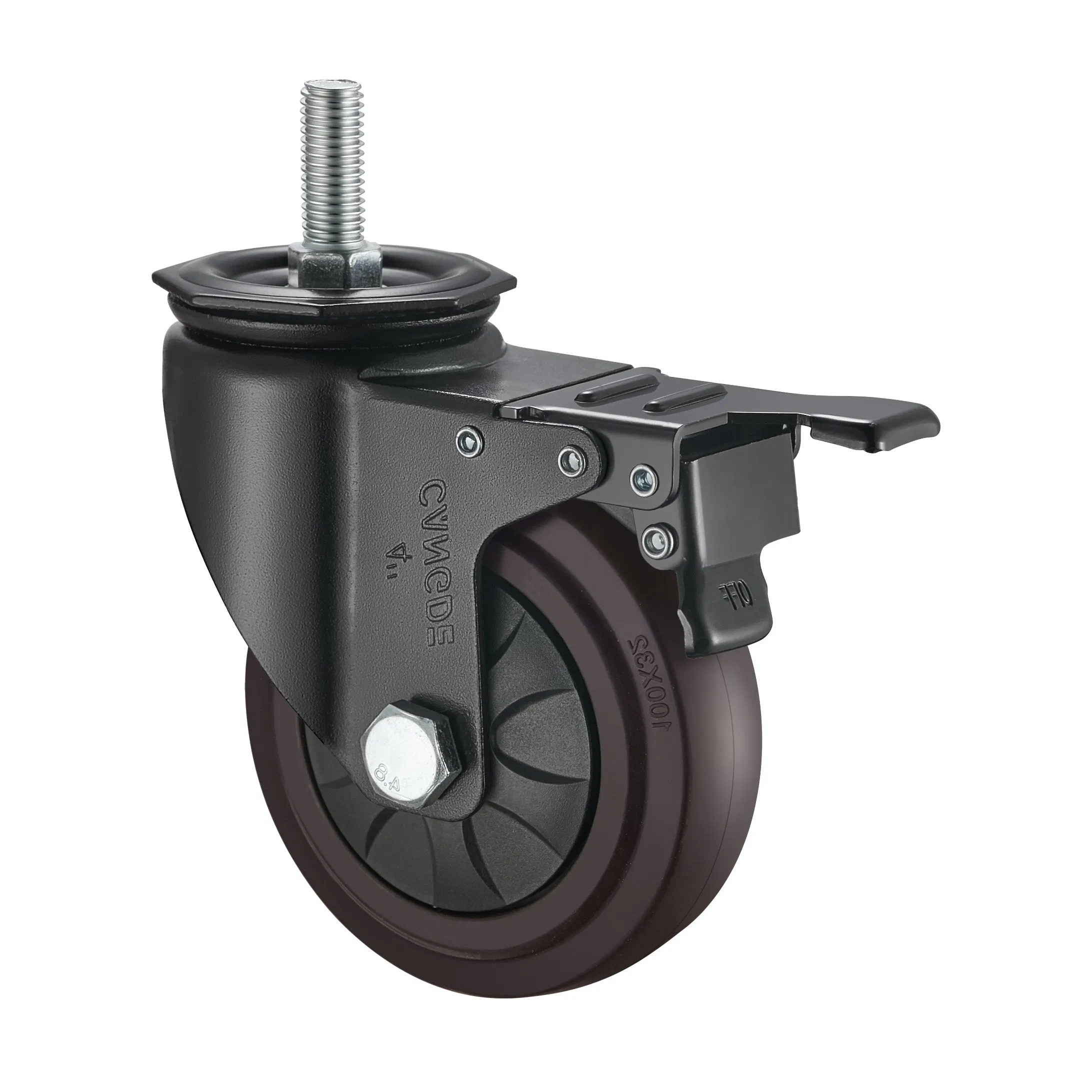 Brown TPR Rubber Medium Duty Casters - Silent & Elastic 2.5/3/4/5 Inch Industrial Casters with Swivel, Fixed, Brake Options