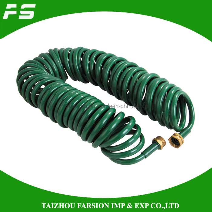 50FT Recoiled Self Retractable EVA Coil Water Garden Spring Coil Hose Pipe
