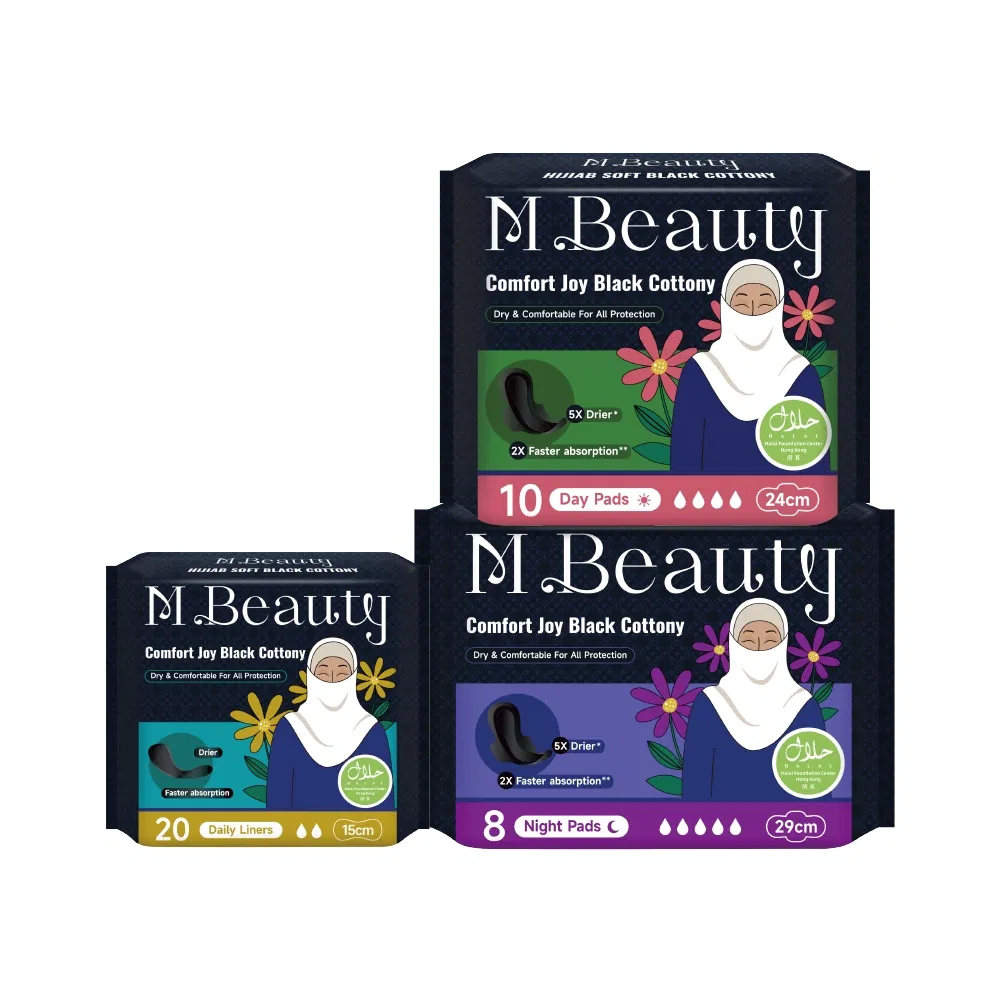 Sale M Beauty OEM Disposable Organic Sanitary Napkin Wholesale Manufacture Super Absorbent and Waterproof Black Sanitary Pads for Women