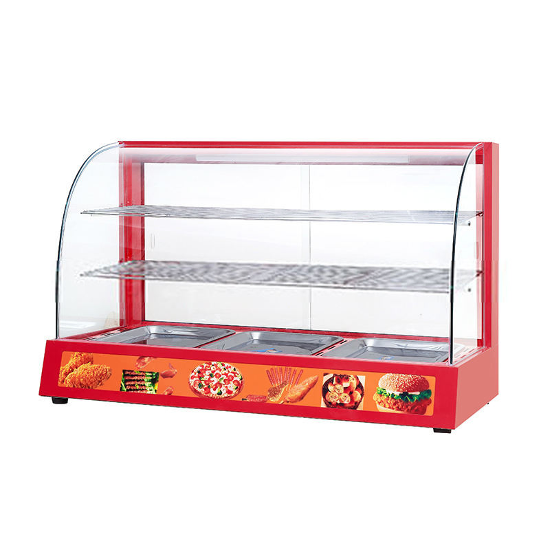 Commercial 3 Pool Stall Cooked Food Heating Insulation Display Cabinet
