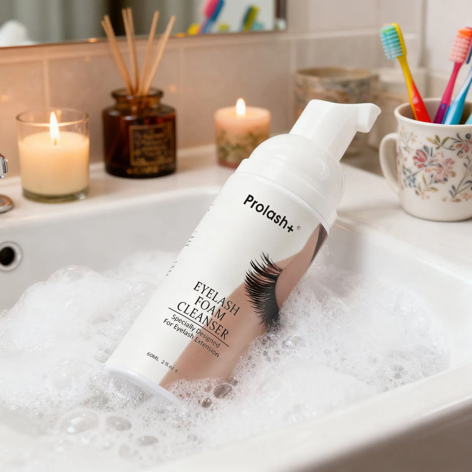 Gentle Deep Cleansing Eyelash Foam Cleanser - Soft Makeup Removal Non-Irritating