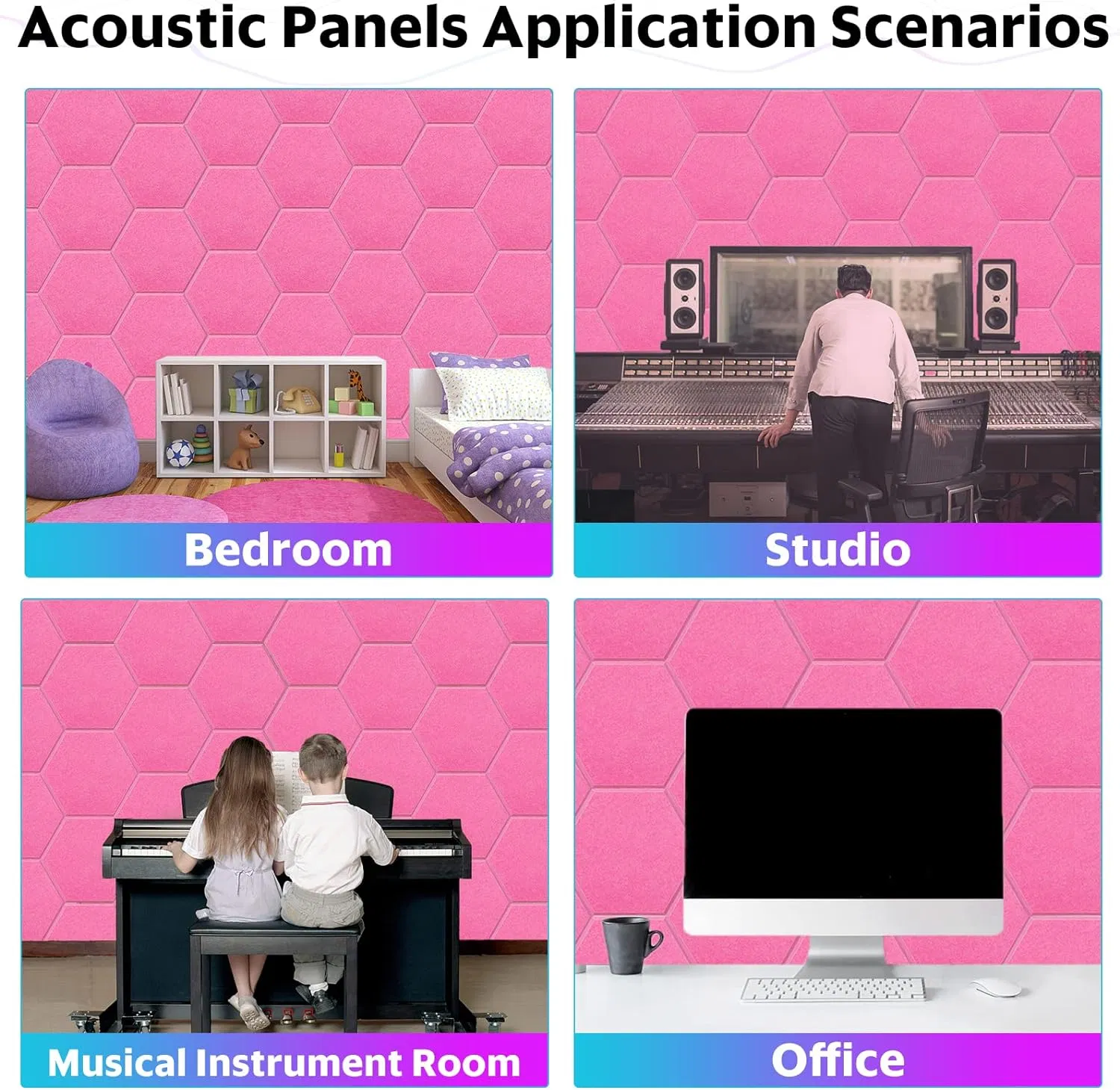 Echo Reduce DIY Ceiling Wall Polyester Hexagon Acoustic Panel