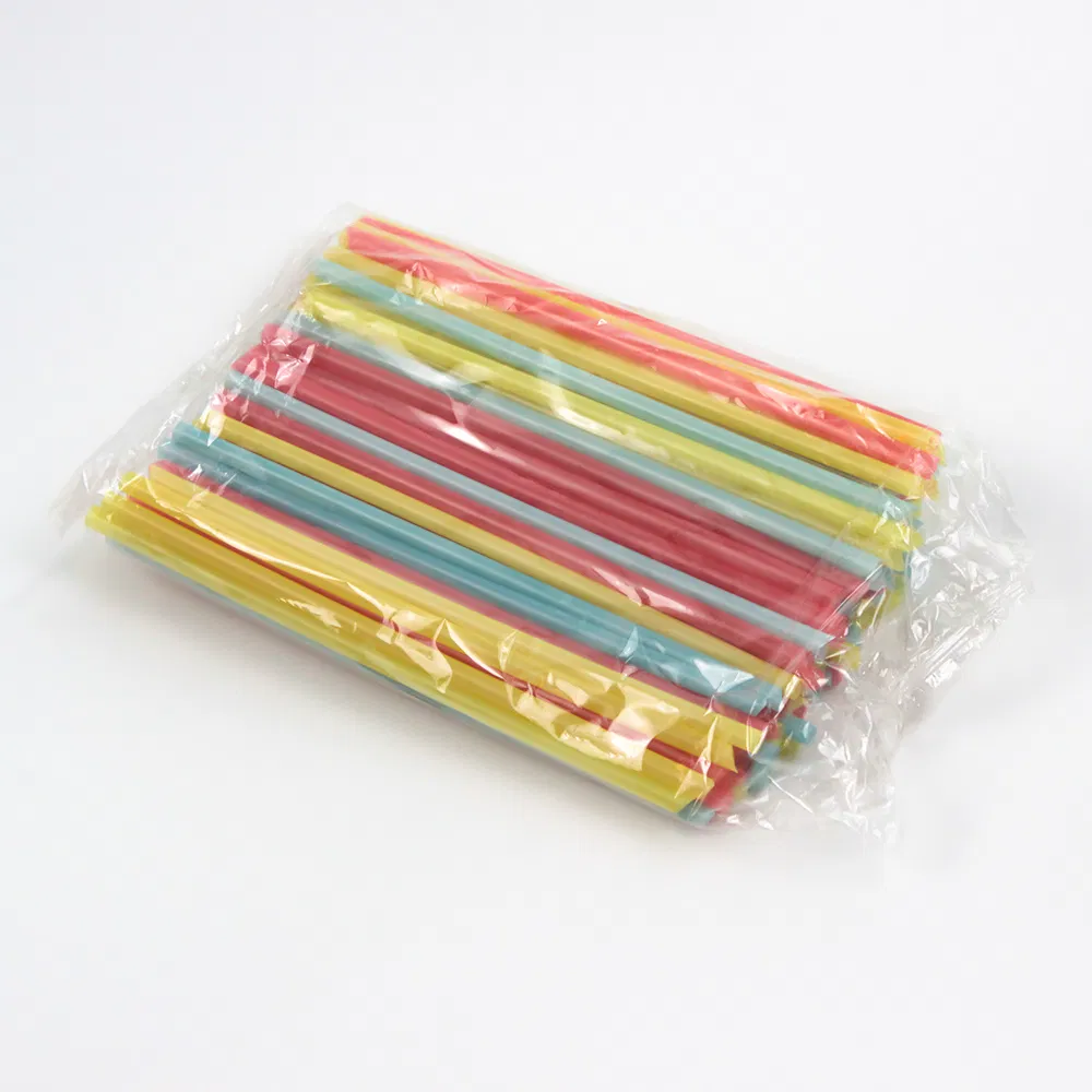 Colorful Disposable Plastic 152mm Straw in One Poly Bag