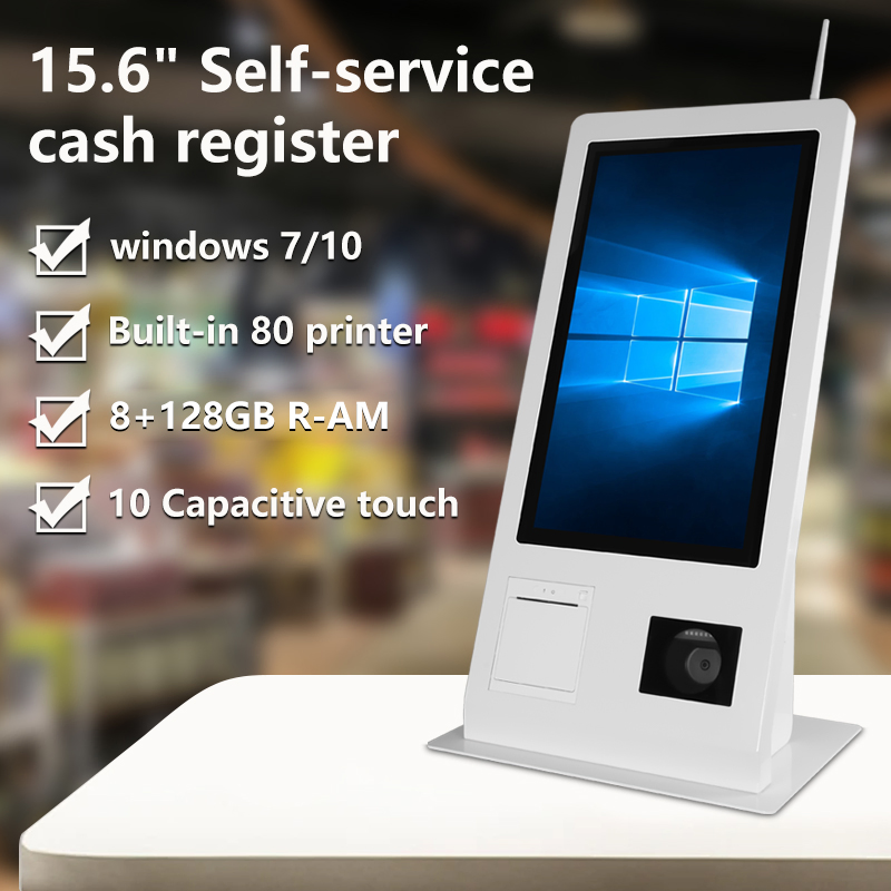 15.6inch Touch Screen Self-Service Payment Kiosk Terminal POS System NFC Payment 58mm Printer Qr Scanner Restaurant Ordering Machine