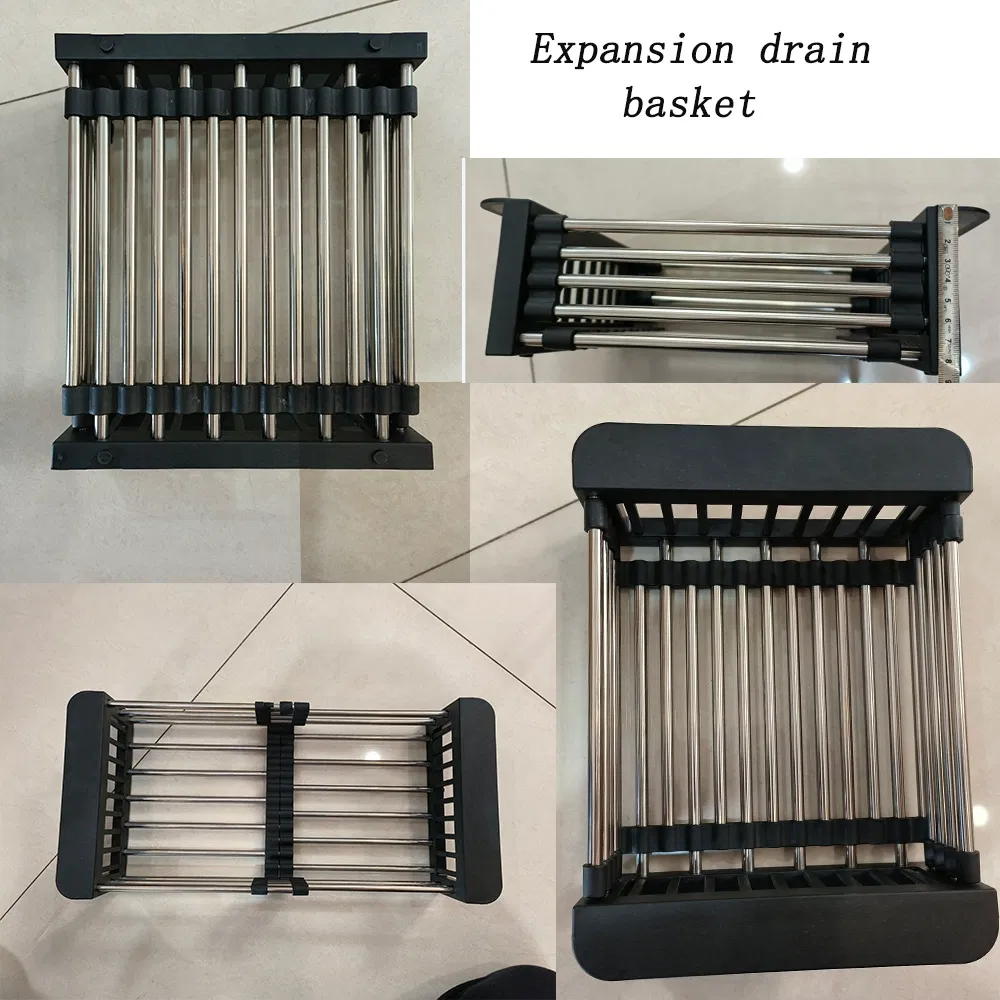 Wholesale Kitchen Sink Part Retractable Drain Basket Axial Fixing Flexible 304 Screw Locke Expansion Basket