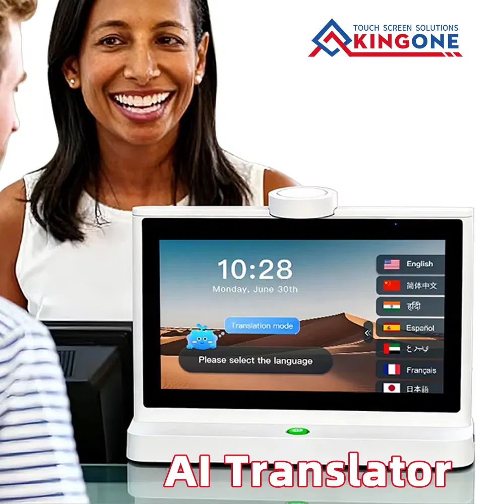 10.1 Inch Desktop Dual Screen Ai Translator with IPS Touch Panel, Face to Face Voice Translation, WiFi Smart Language Device