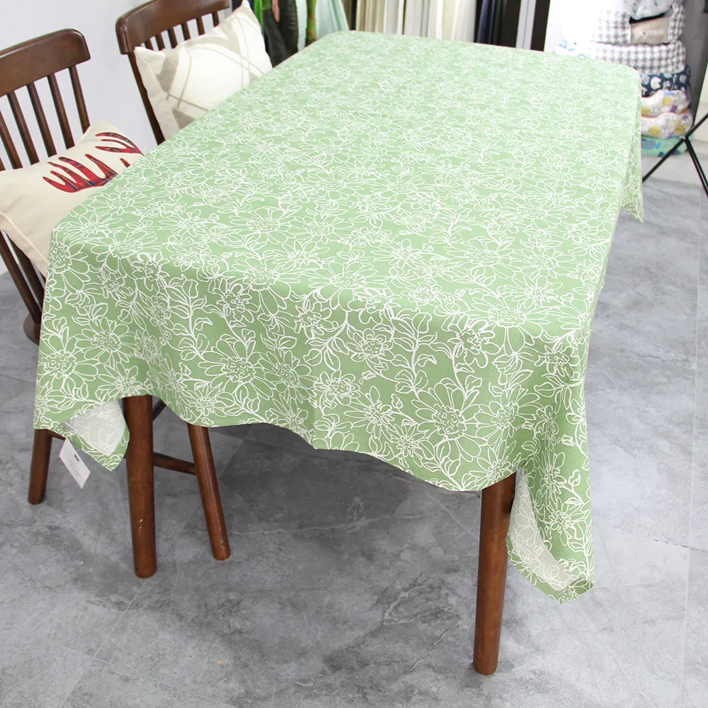 Green Printed Rectangular Tablecloth Protects Beautiful Table Event Tablecloth