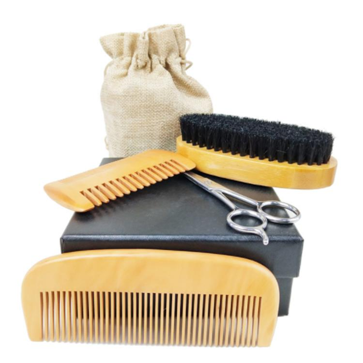 Набор для бороды: бритва, триммер и щетка из дерева