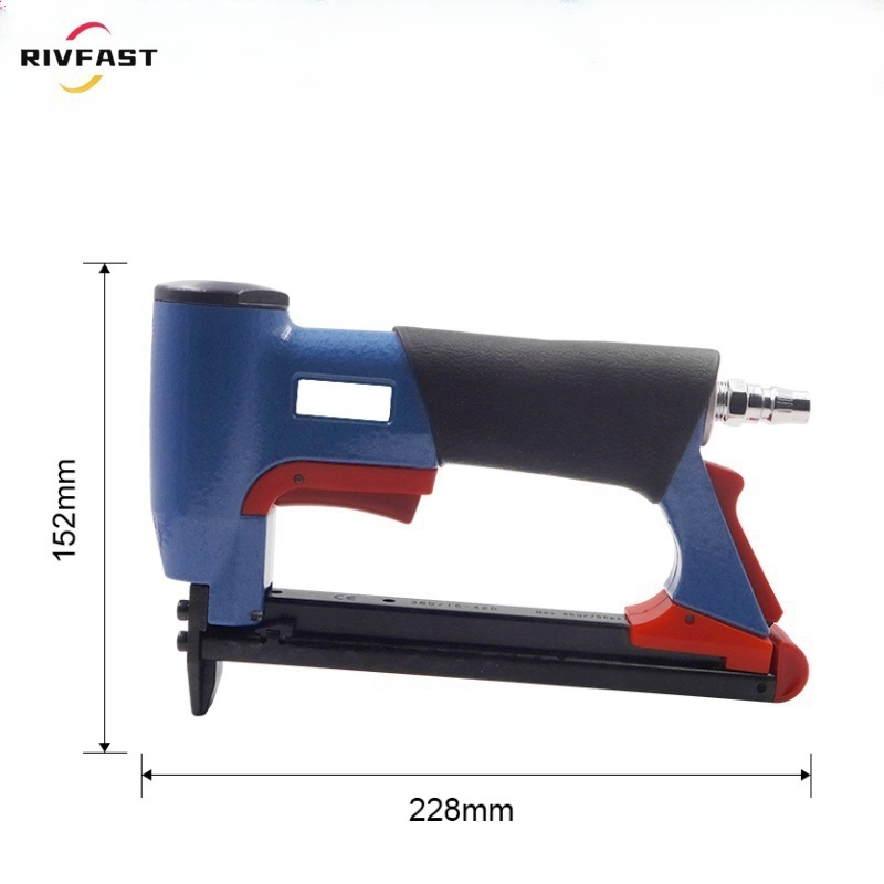 Upholstery Stapler 21 Gauge 1/2-Inch Crown Length Pneumatic Fine Wire Stapler with Safety