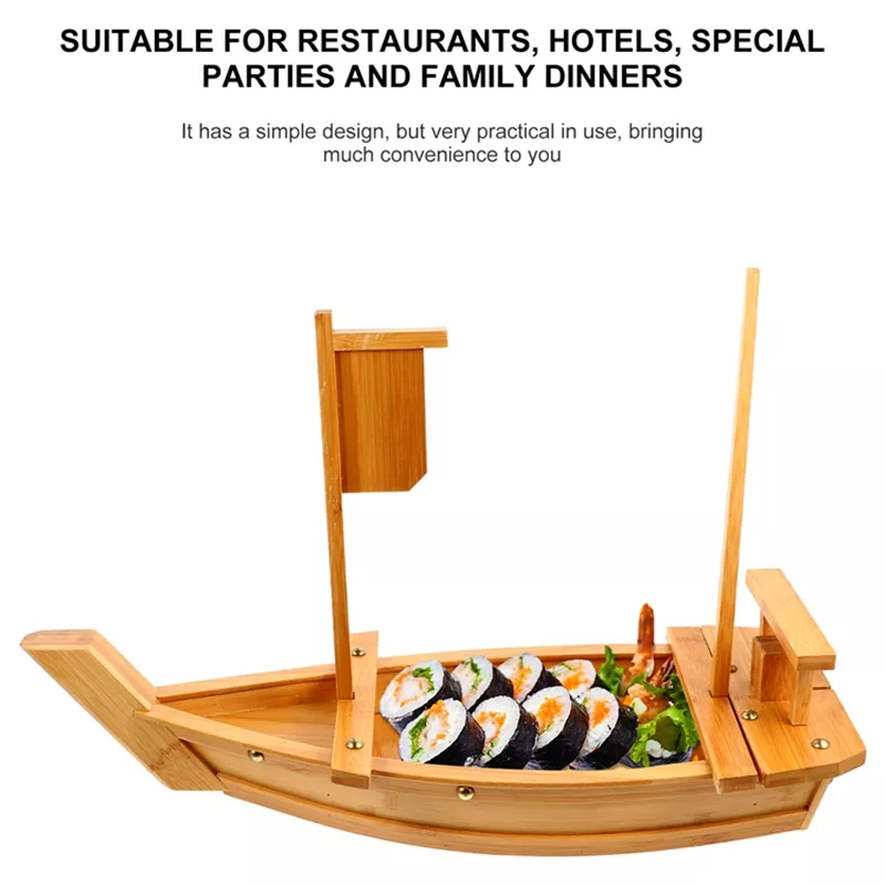 Japanese Wooden Pine Sushi Boat/Plate/Tray /Cone