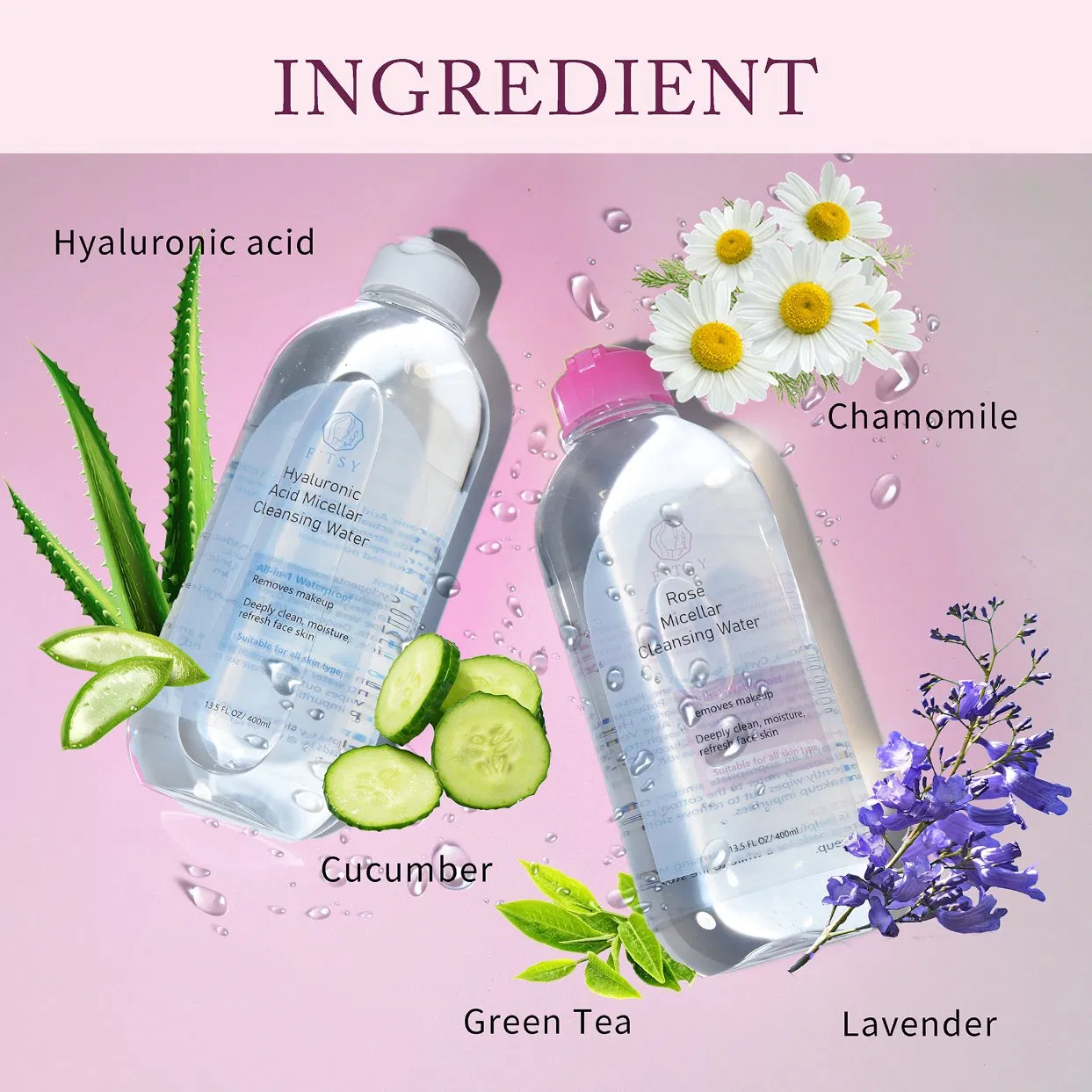 OEM Natural Refreshing Deep Cleansing Makeup Remover Water Organic Vitamin C Aloe Vera for Face and Eye