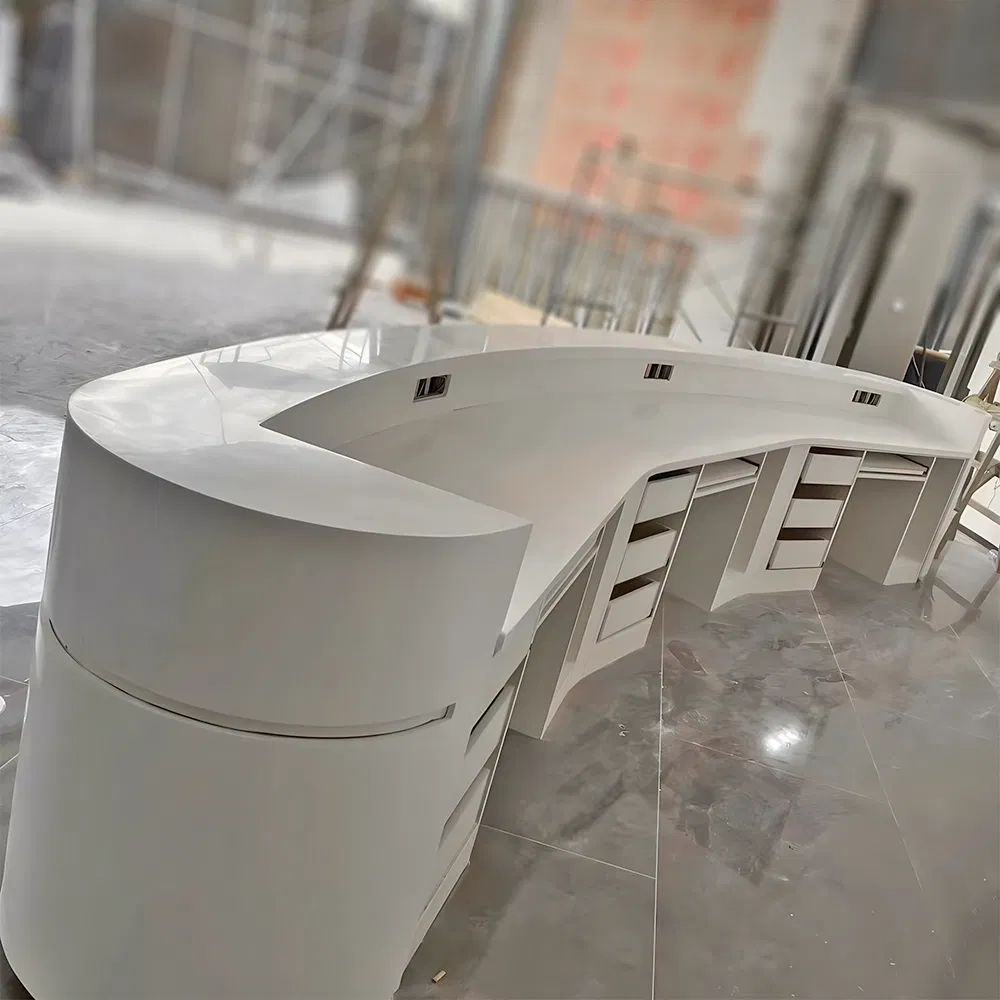 Stylish Modern Hotel Reception Desk Crafted From Durable Artificial Stone