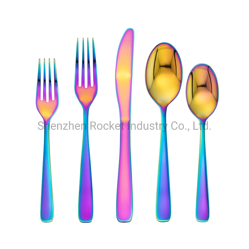 Small Colorful Spoons and Forks Stainless Steel for Dinner