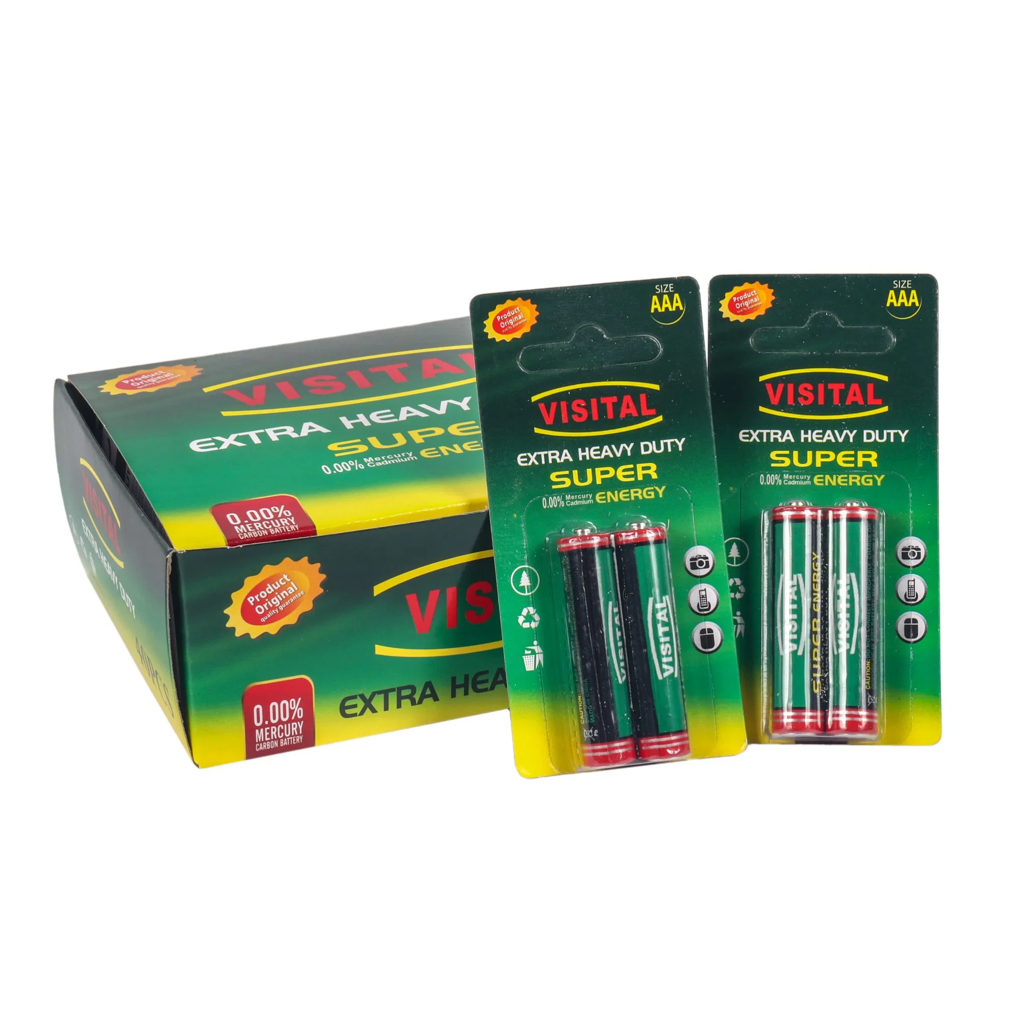 Hot Selling R03 AAA 1.5V Zinc Carbon Battery 2PCS Blister Crad Pack OEM Service